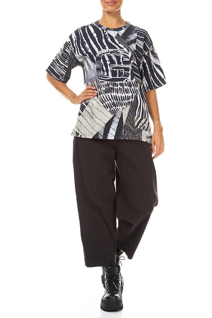 Loose Wild Ink French Terry Cotton Blouse