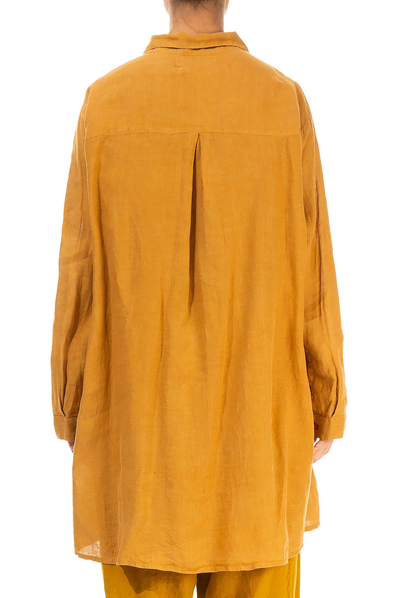 Loose Yellow Ochre Linen Shirt