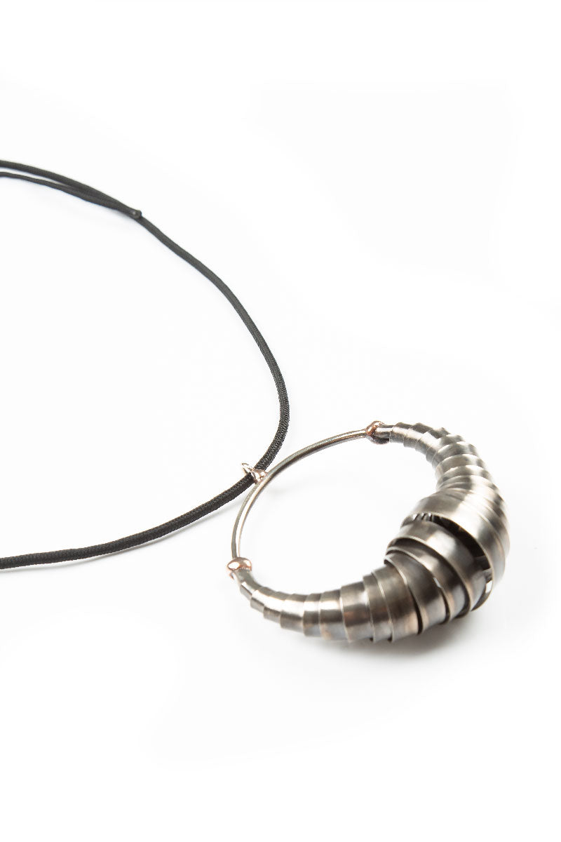 Lunar Arc Metal Pendant Necklace