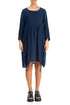 Side Pockets Navy Gauze Linen Tunic Dress 1