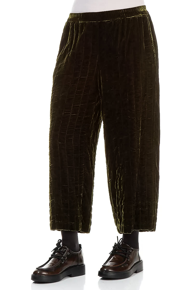 Forest Mist Pleated Silk Velvet Trousers 3