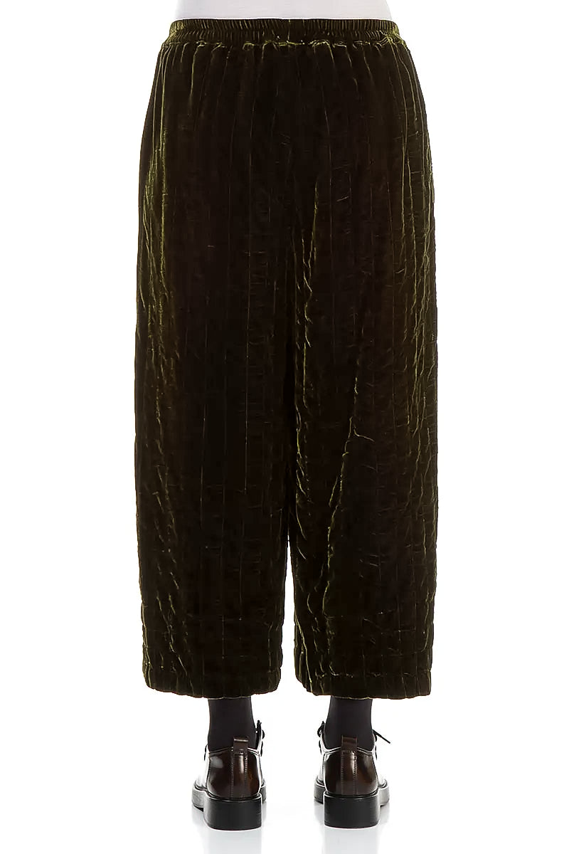 Forest Mist Pleated Silk Velvet Trousers 2