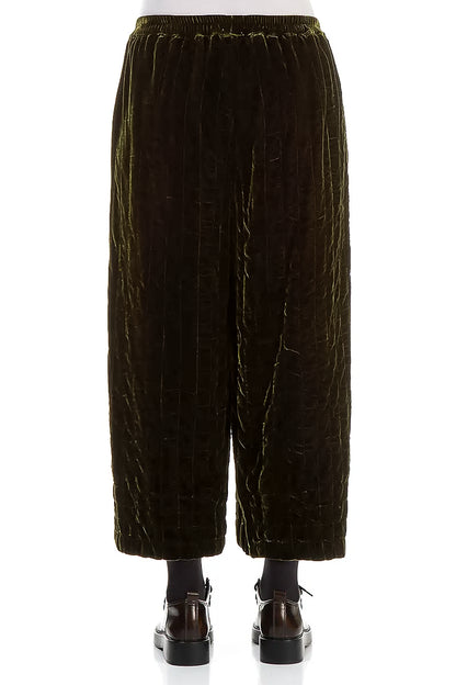 Forest Mist Pleated Silk Velvet Trousers 2