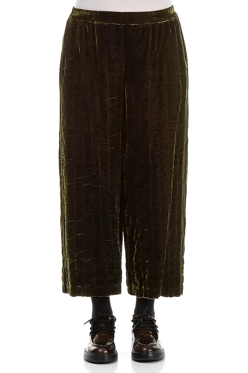 Forest Mist Pleated Silk Velvet Trousers 1