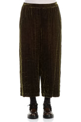 Forest Mist Pleated Silk Velvet Trousers 1