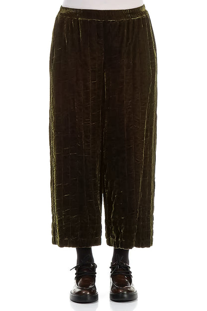 Forest Mist Pleated Silk Velvet Trousers 1