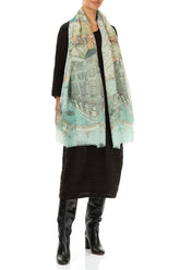 Antique Turquoise Cashmere Silk Scarf 4