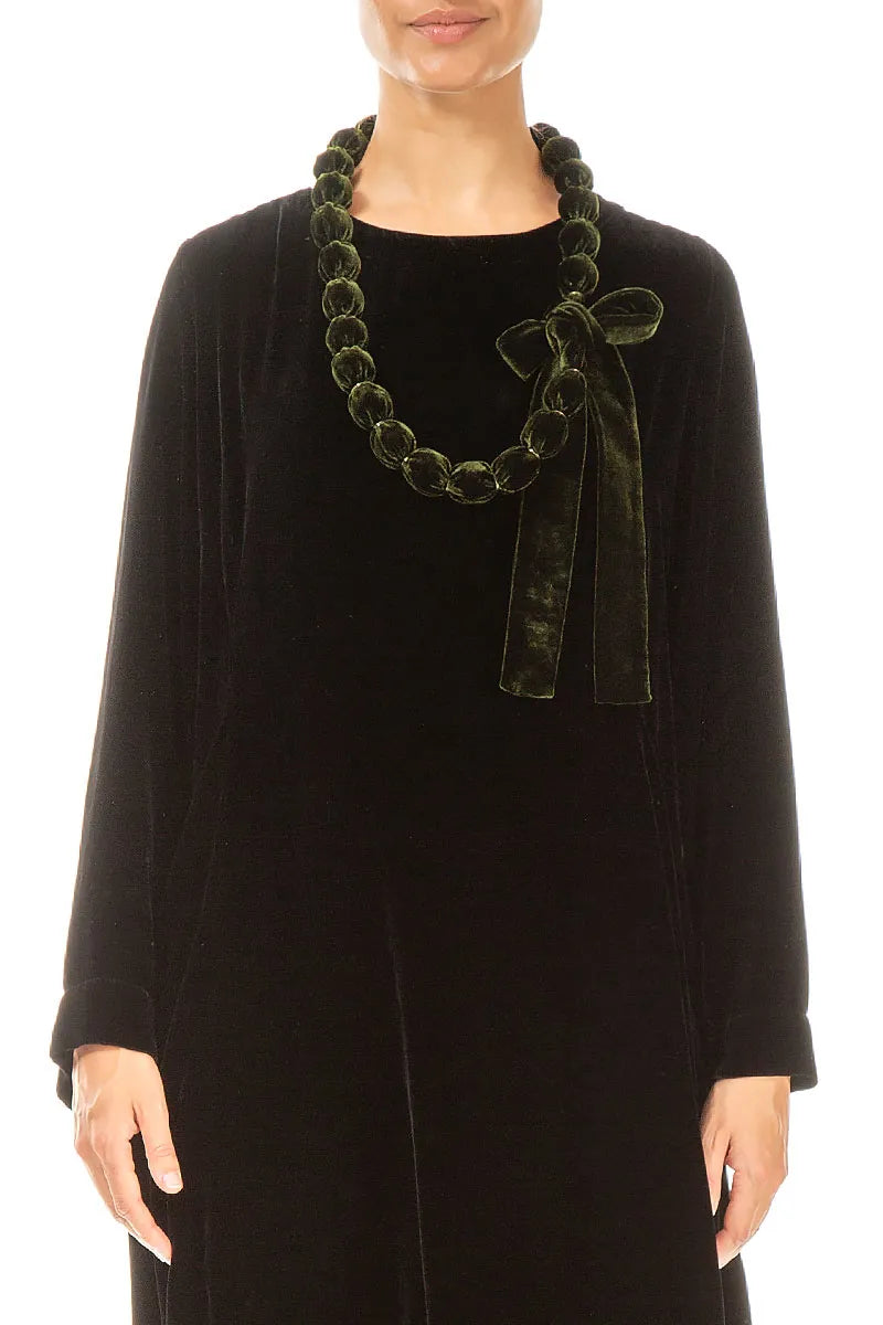 Forest Mist Silk Velvet Bead Necklace