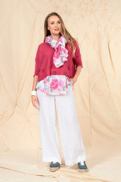 Wide Leg White Linen Trousers 6