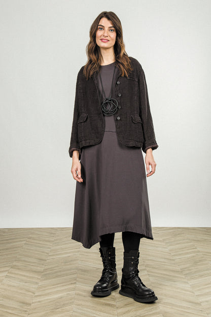 Lined Truffle Brown Mélange Linen Jacket 6