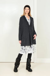 Fringed Dark Grey Wool Cardigan 6