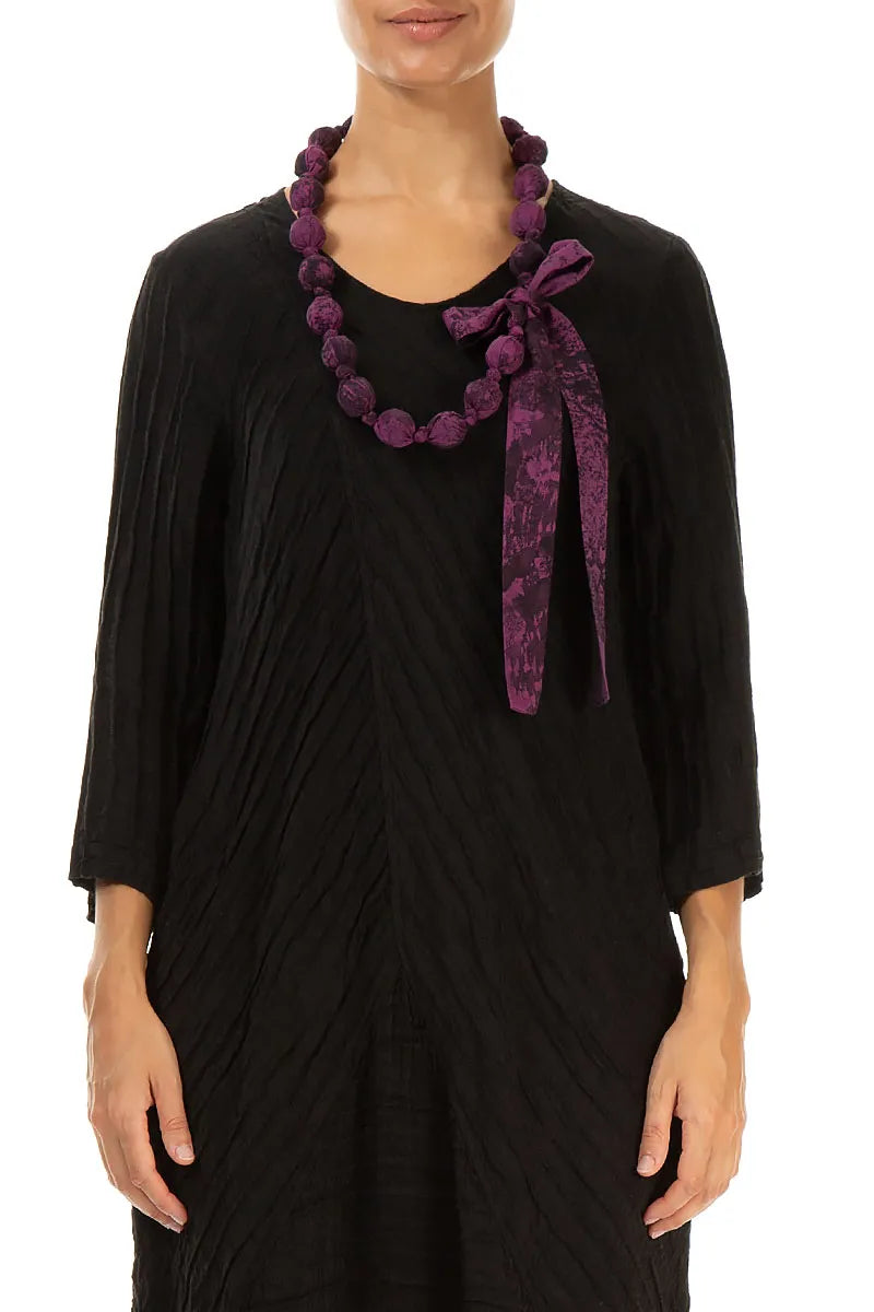 Magenta Alabaster Silk Cotton Bead Necklace 1