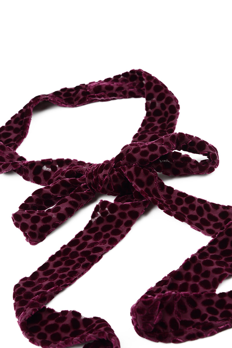 Magenta Devoré Dot Silk Velvet Scarf Necklace