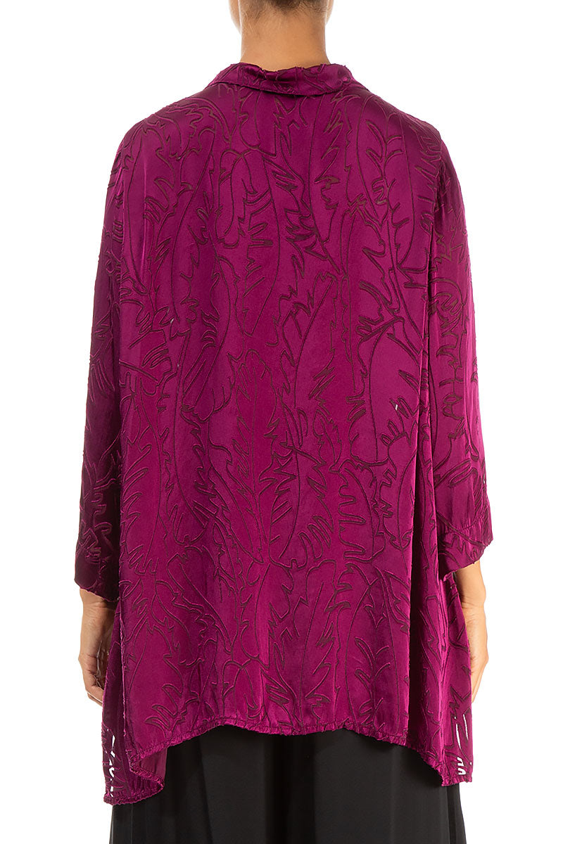 Magenta Devoré Feather Silk Shirt