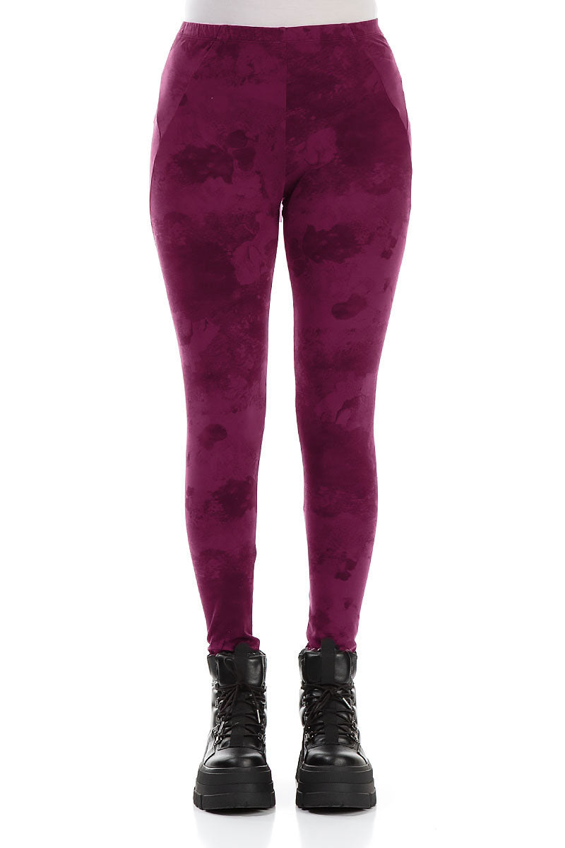 Magenta Marble Cotton Leggings