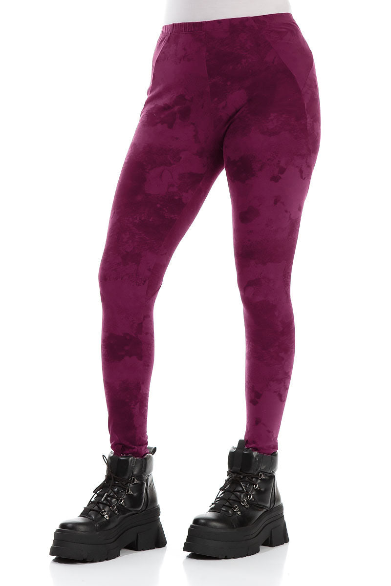 Magenta Marble Cotton Leggings