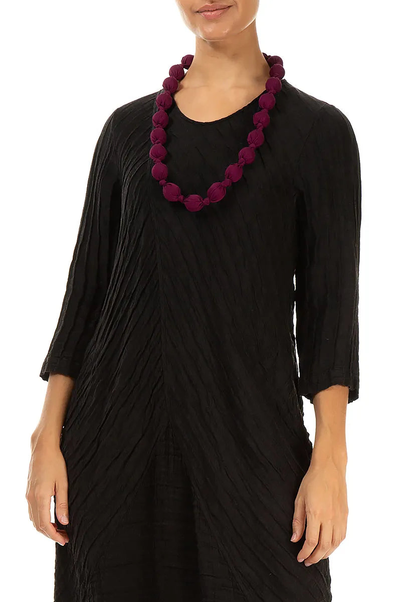 Magenta Silk Bamboo Bead Necklace 3