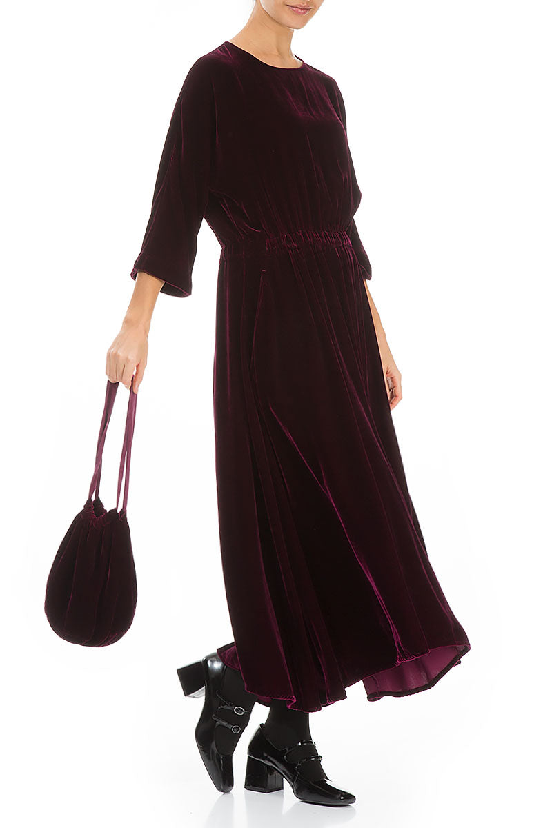 Magenta Silk Velvet Evening Hand Bag