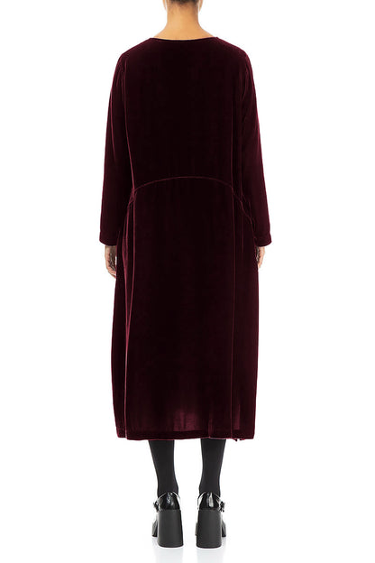 Magenta Silk Velvet Shift Dress