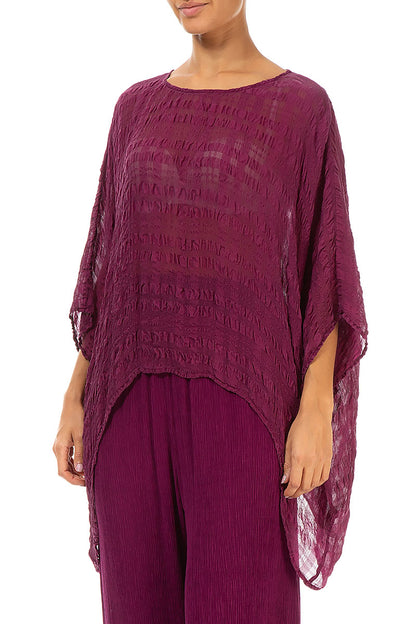 Magenta Textured Kaftan Silk Blouse