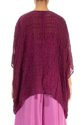 Magenta Textured Kaftan Silk Blouse 2