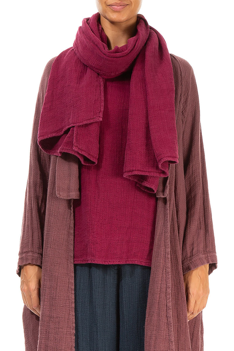 Grizas Midi outlet Dress & Scarf Linen Burgundy Lagenlook Boxy Oversized Large