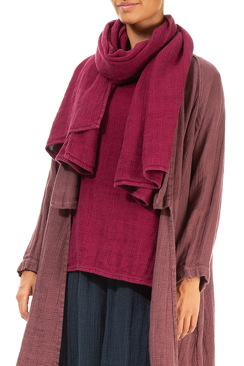 Magenta Textured Linen Scarf