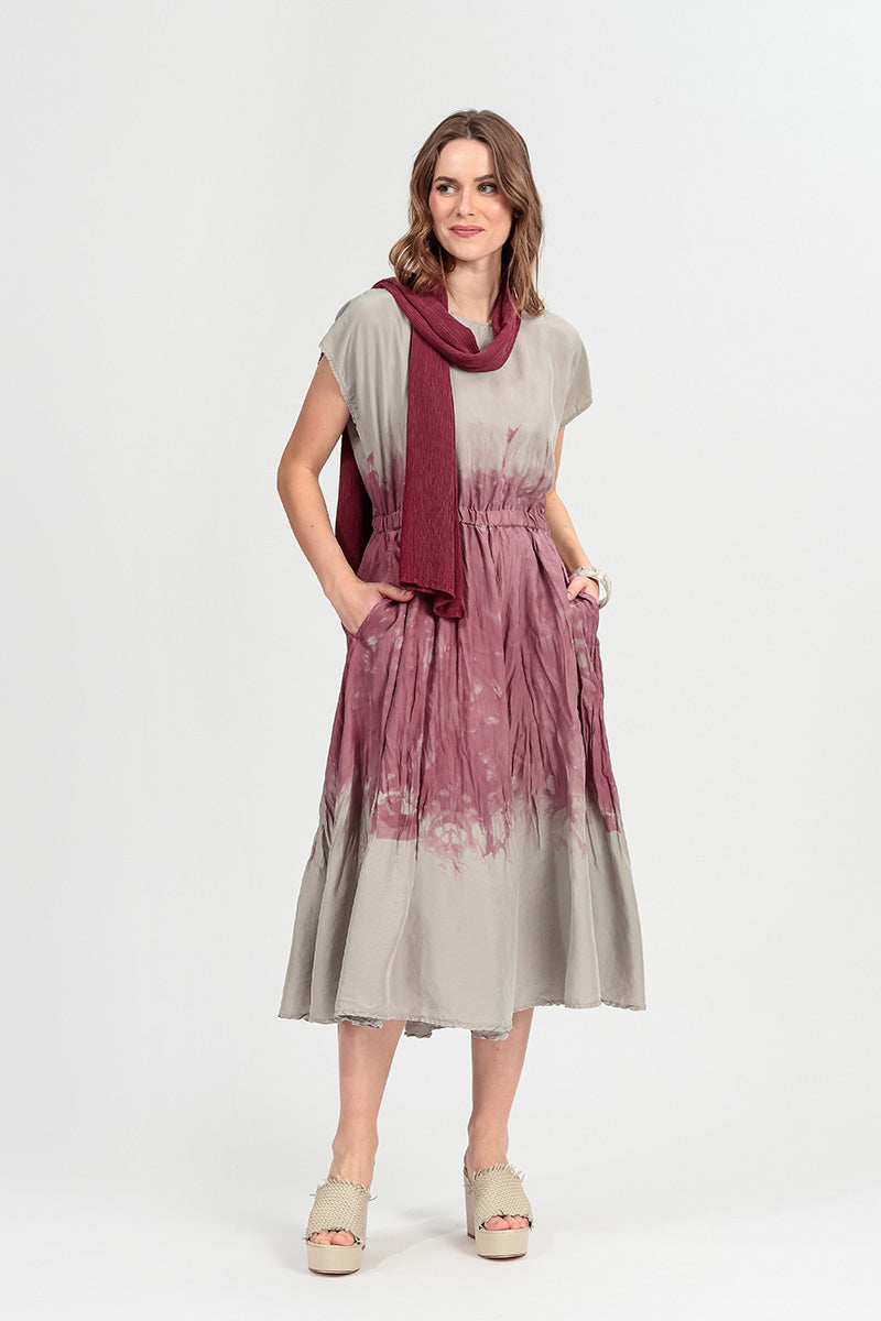 Mauve Taupe Ombré Pure Silk Dress 1