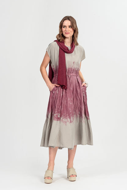 Mauve Taupe Ombré Pure Silk Dress 1