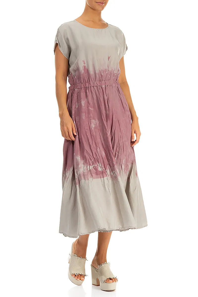 Mauve Taupe Ombré Pure Silk Dress 4