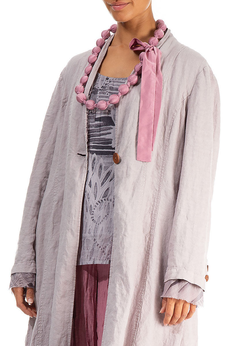 Mauve Taupe Silk Bead Necklace 3