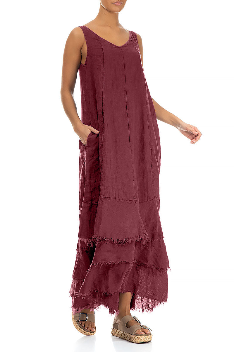 Maxi Antique Ruby Gauze Linen Dress 3