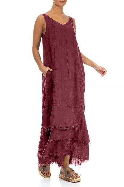 Maxi Antique Ruby Gauze Linen Dress 3