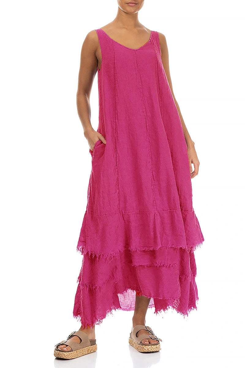 Maxi Fuchsia Gauze Linen Dress