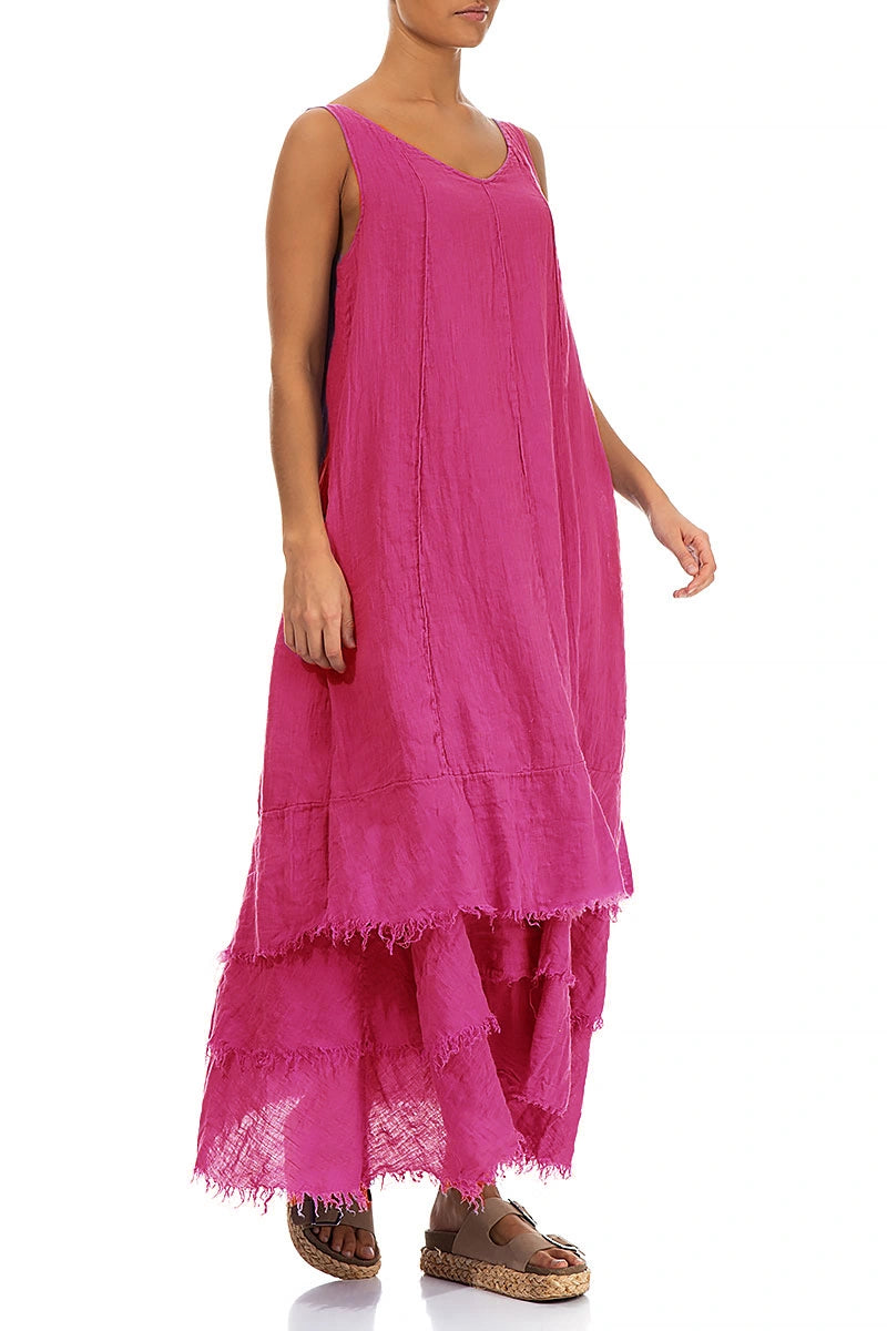 Maxi Fuchsia Gauze Linen Dress