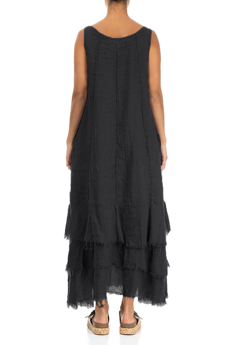 Maxi Graphite Gauze Linen Dress 2