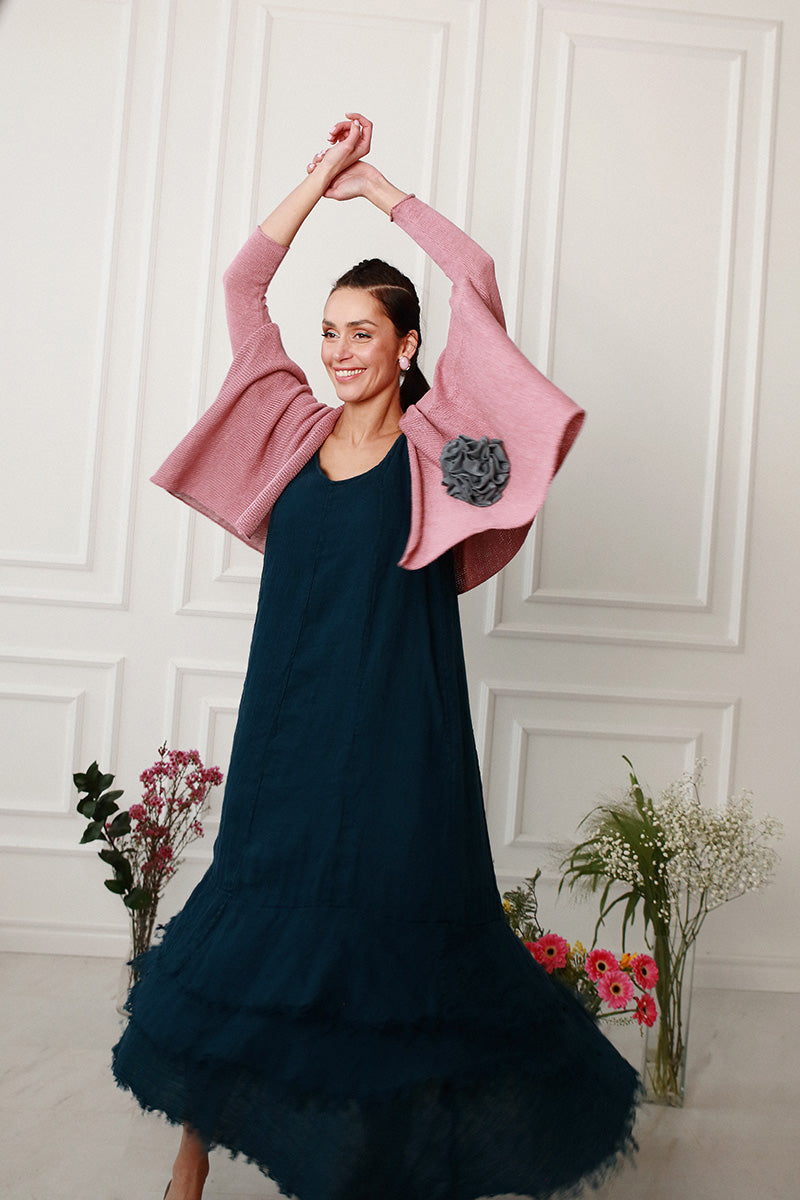 Maxi Navy Gauze Linen Dress