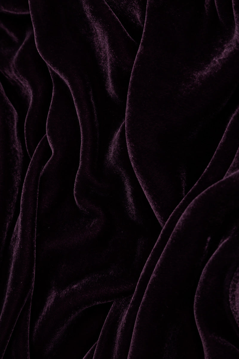 Maxi Open Deep Plum Silk Velvet Jacket 6