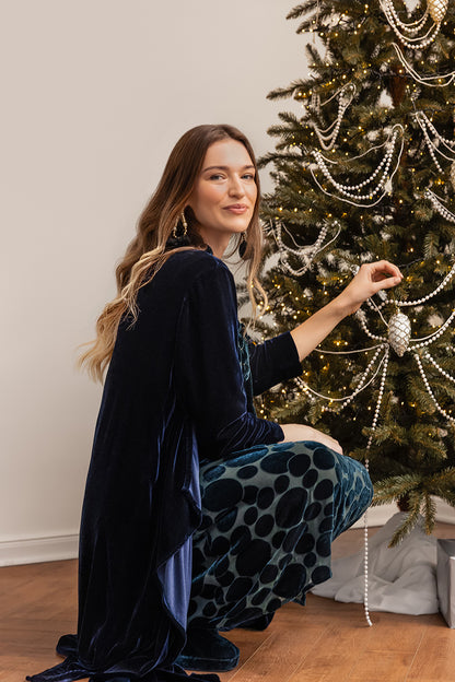 Maxi Open Royal Blue Silk Velvet Jacket 6