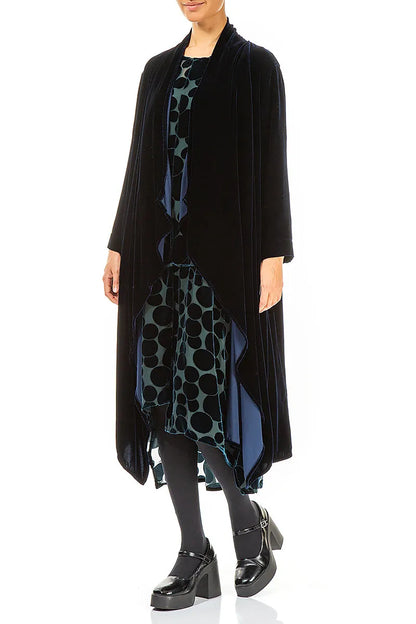 Maxi Open Royal Blue Silk Velvet Jacket 3