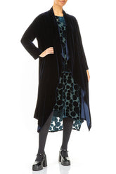 Maxi Open Royal Blue Silk Velvet Jacket 4