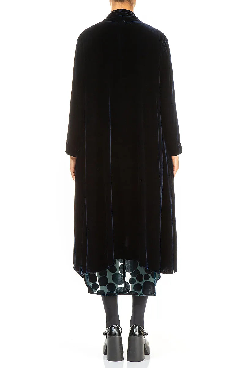 Maxi Open Royal Blue Silk Velvet Jacket