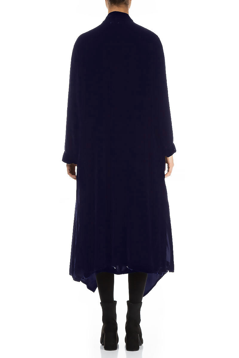 Maxi Open Royal Purple Silk Velvet Jacket 2