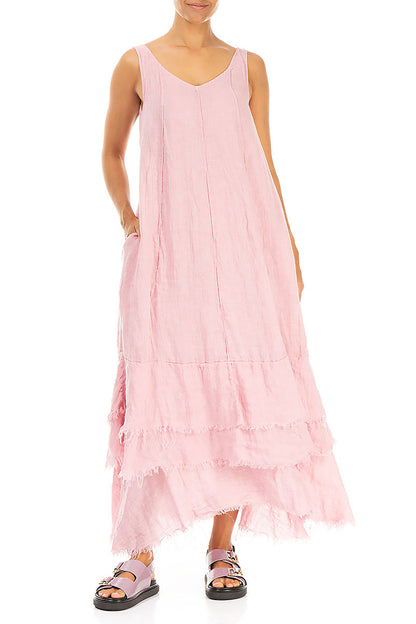 Maxi Powder Pink Gauze Linen Dress 4