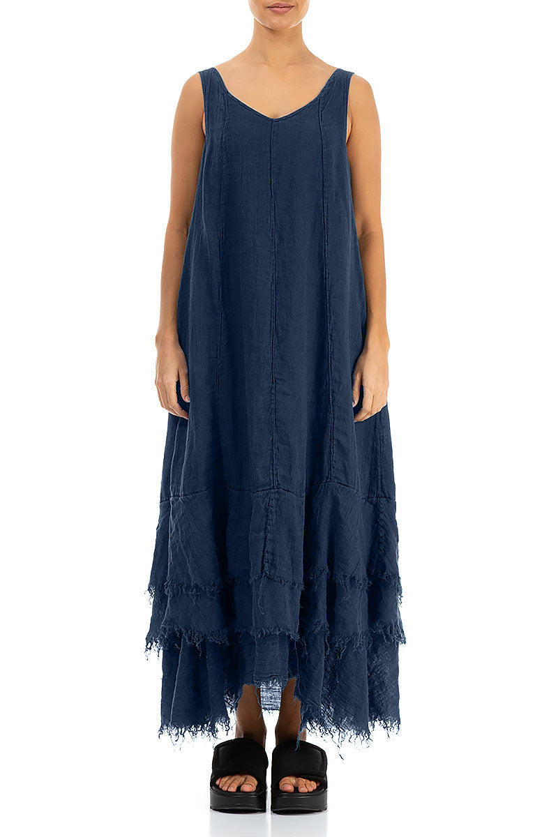 Maxi Royal Blue Gauze Linen Dress 1