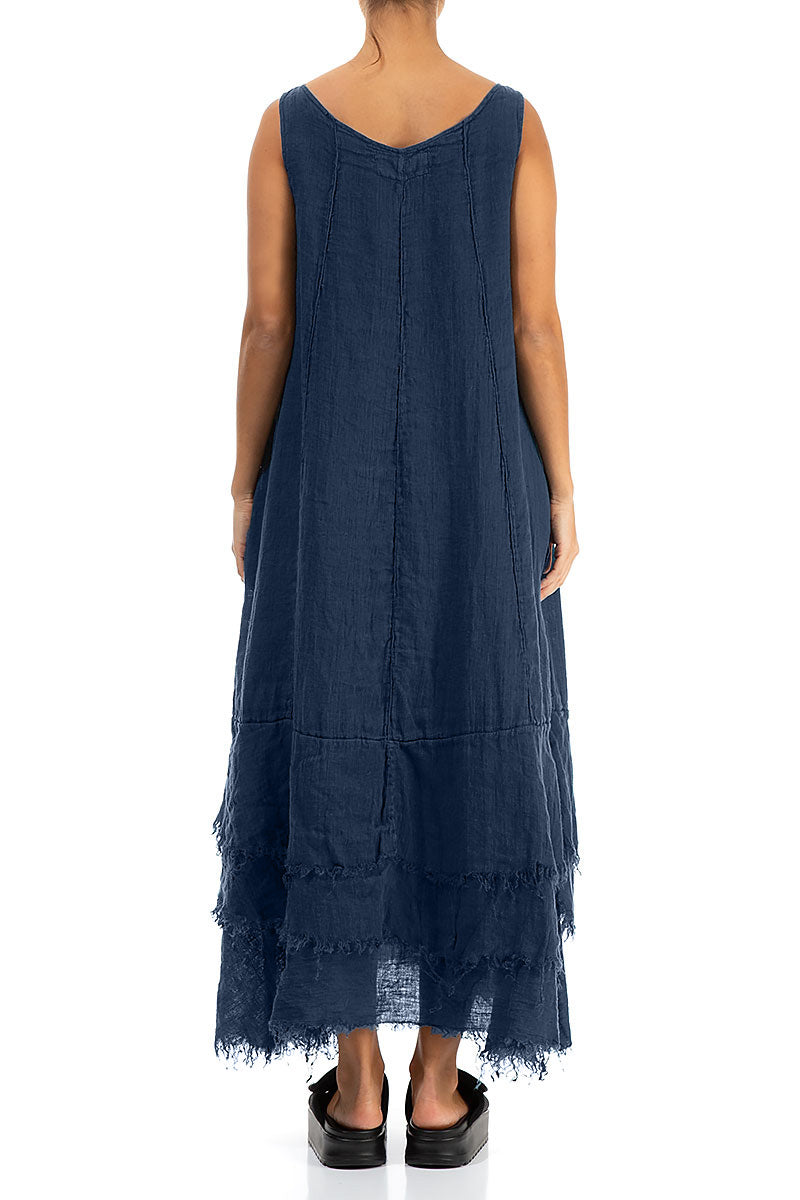 Maxi Royal Blue Gauze Linen Dress 2