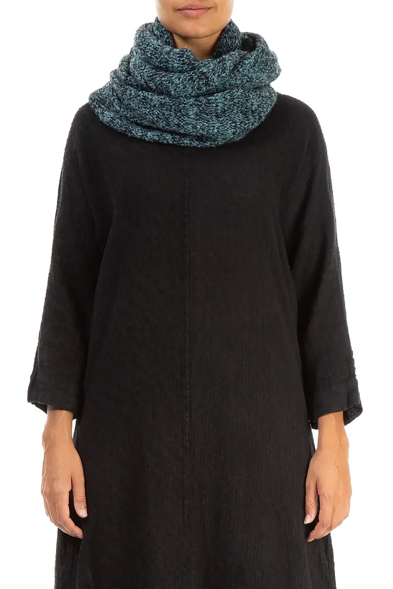 Melange blauer Woll-Infinity-Schal