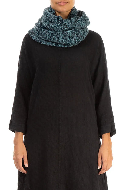 Melange blauer Woll-Infinity-Schal