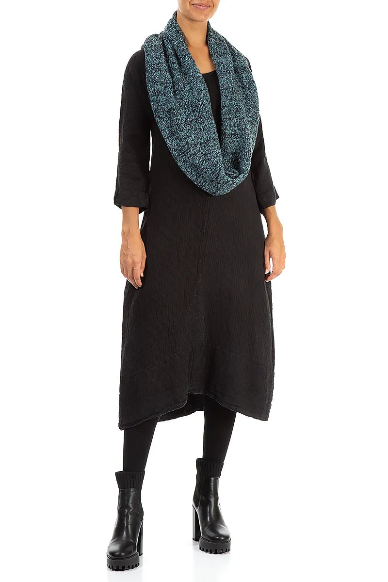 Mélange Blue Wool Infinity Scarf 2