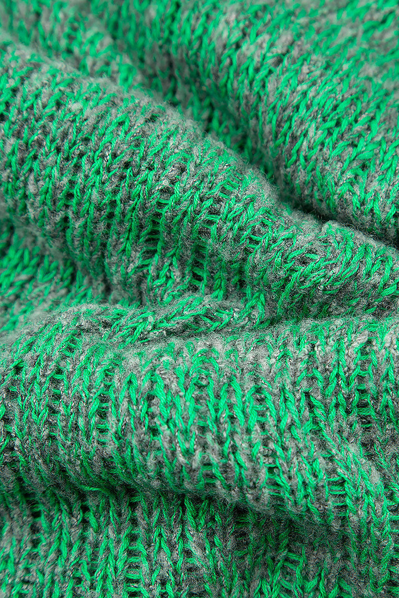 Mélange Green Knitted Wool Infinity Scarf 5